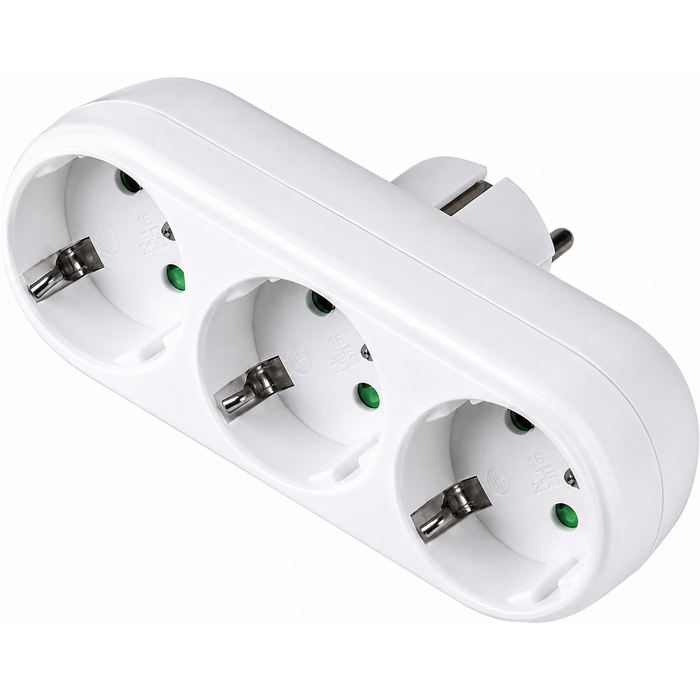 Elektrawebshop Stopcontact stekker 3 voudig wit horizontaal met randaarde - 226660