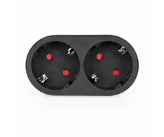 Elektrawebshop Stopcontact stekker 2 voudig zwart horizontaal met randaarde - 226655