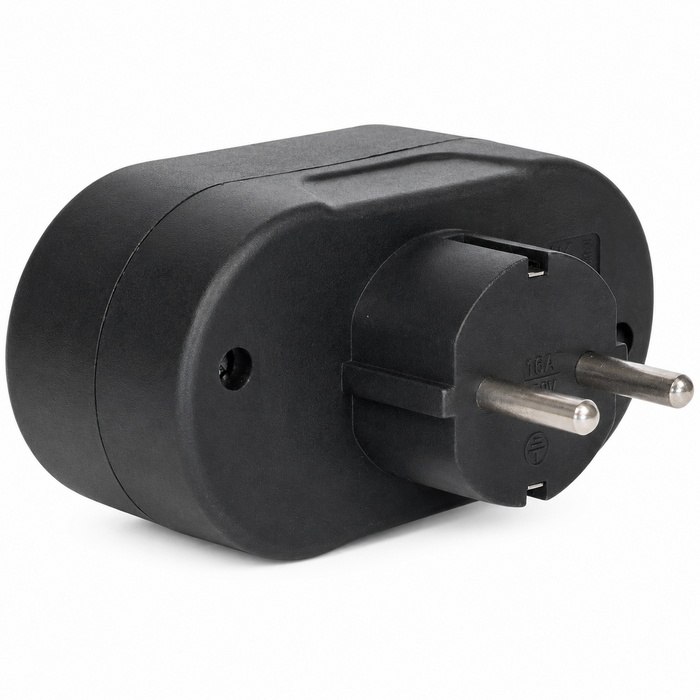 Elektrawebshop Stopcontact stekker 2 voudig zwart horizontaal met randaarde - 226655