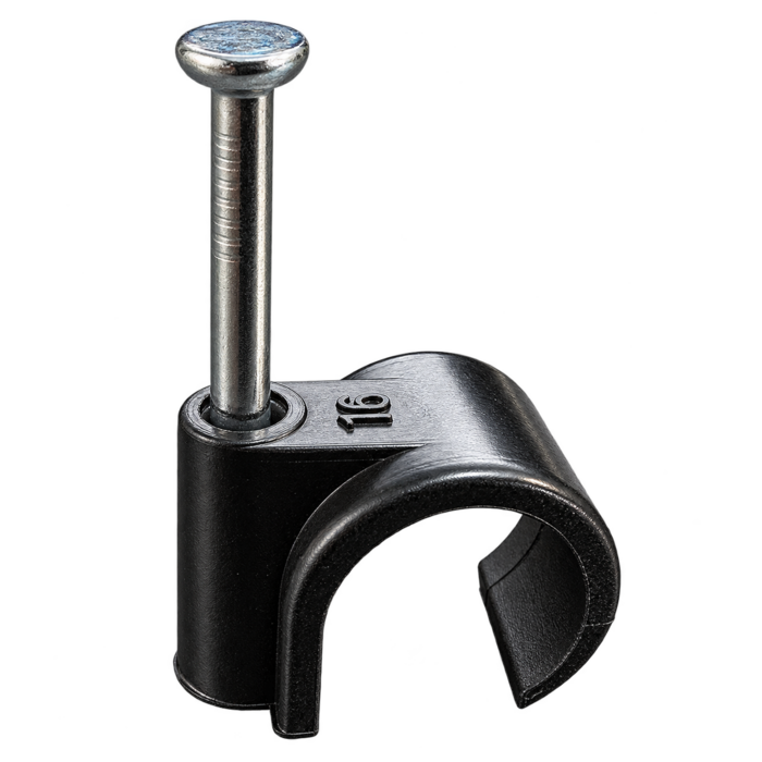 Elektrawebshop Spijkerclip zwart 16/19mm 10 stuks - 233202-10