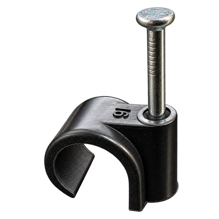 Elektrawebshop Spijkerclip zwart 16/19mm 10 stuks - 233202-10
