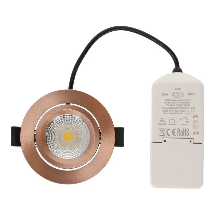 OEM LED Inbouwspot | varda | slim-fit | 4W/6W | dim | IP65 | Koper | CCT-SWITCH - 813949