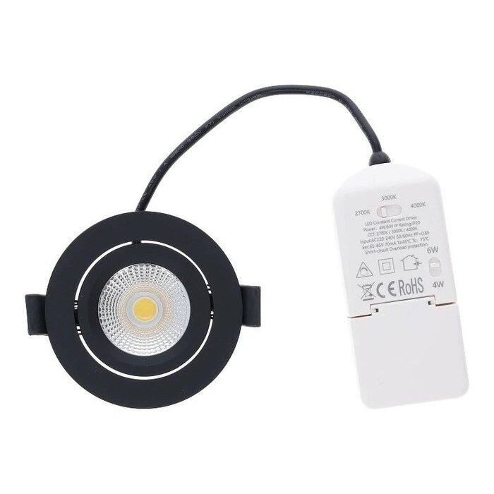 OEM LED Inbouwspot | Varda | slim-fit | 4W/6W | dim | IP65  | Zwart | CCT-SWITCH - 813932