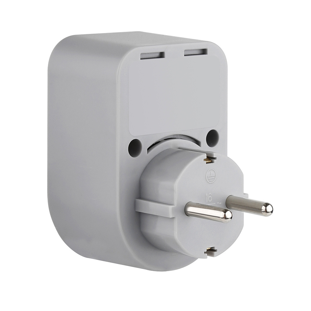 Elektrawebshop Stopcontact splitter met wcd + RA - 2x USB C + 1x USB A - Grijs - 226670