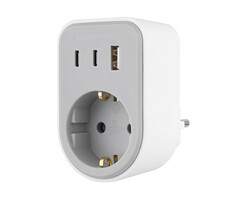 Elektrawebshop Stopcontact splitter met wcd + RA - 2x USB C + 1x USB A - Grijs - 226670