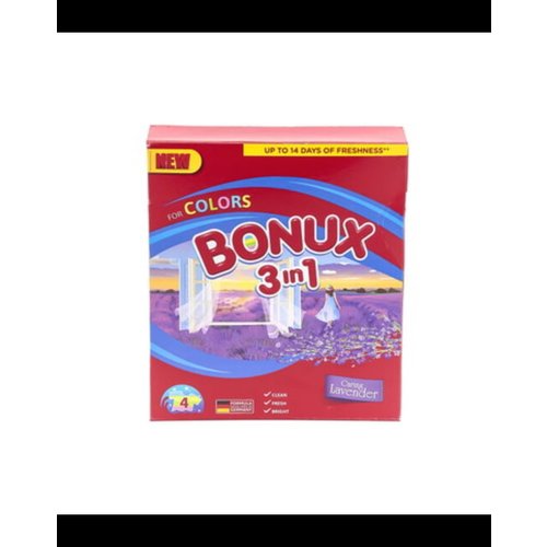 Bonux Bonux Waspoeder 3in1 Fresh Gekleurde Was Caring Lavender-400gr/4sc Bonux Bonux Waspoeder 3in1 Fresh Gekleurde Was Caring Lavender-400gr/4sc