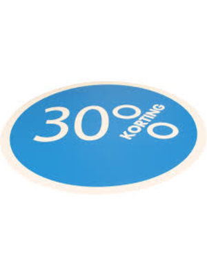 Etiket, Reclame-etiket, Papier, 30% korting, ∅30mm, blauw, rol à 250 stuks