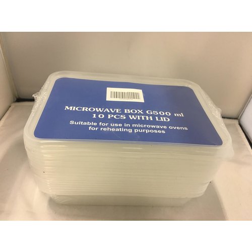 Eda Microwave Box bak + deksel G 650ml 10 PCS Wit Lid- Eda Microwave Box bak + deksel G 650ml 10 PCS Wit Lid-
