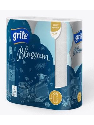 Grite Blossom 2 rollen Keukenrol Wit 2- laag 88 vel Keukenpapier