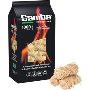 Samba Samba Aanmaakhoutwol, Aanmaakkrullen, Wokkels - 1 Kilo Voordeelverpakking BBQ