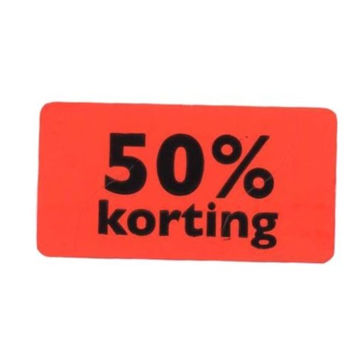 Etiket 47x25mm fluor rd 50% korting, rol à 1000 stuks