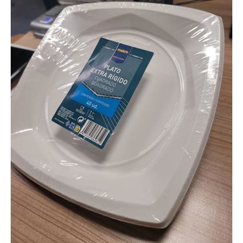 Plato Extra Rigido Vierkant Borden Wit 23 x 23 cm 40 st Plato Extra Rigido Vierkant Borden Wit 23 x 23 cm 40 st