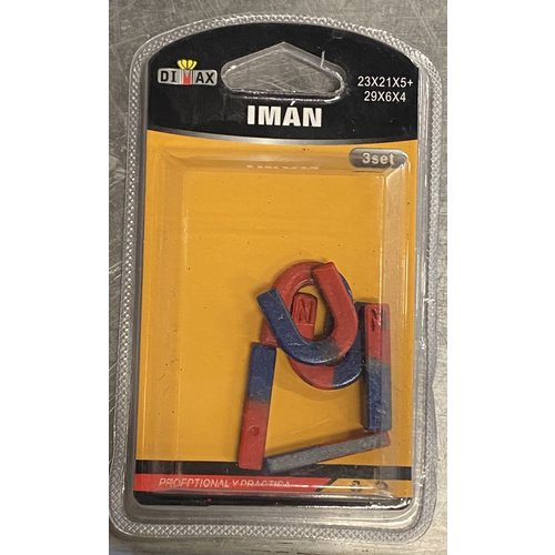 Dimax ijzeren magneet 23x21x5+29x6x4, 3set