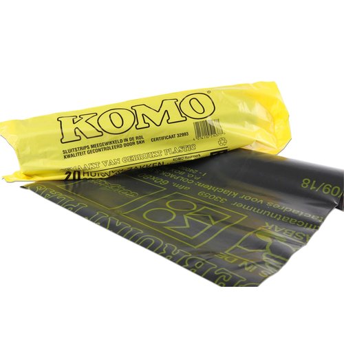 KOMO Afvalzak, LDPE, 60L,60x80cm, 55my, grijs,20st pr