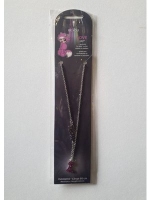 Ayumi NICI - ketting met hanger en tekst (love), 60cm roze