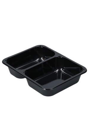 Bak, PP, 2-vaks, menubak/maaltijdtray, zwart, 226x177x30mm, 360st