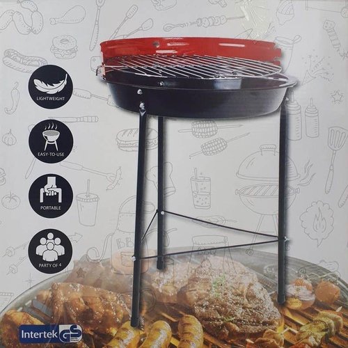 Intertek Intertek Barbecue rood - Grilldiameter 33cm - bakhoogte 43-BBQ Intertek Intertek Barbecue rood - Grilldiameter 33cm - bakhoogte 43-BBQ