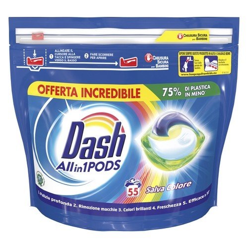 Dash Dash  Wasmiddel Pods All in 1 Color (55x27g)1485 gr 55 sc