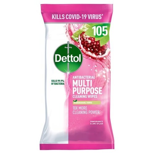 Dettol Dettol Antibacterieel Schoonmaakdoekjes Multi Purpose Granaatappel 105 stuks Dettol Dettol Antibacterieel Schoonmaakdoekjes Multi Purpose Granaatappel 105 stuks