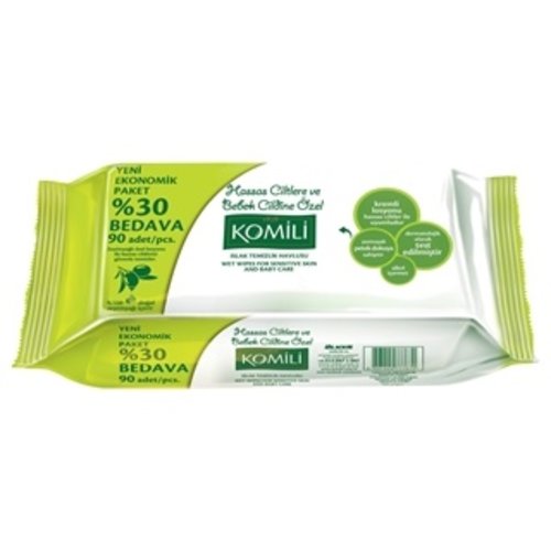 Komili Wet Wipes  Babydoekjes Sensitive Skin 90 vellen Billendoekjes