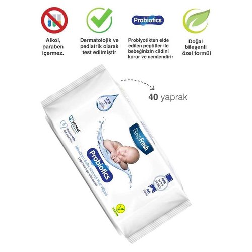 DeepFresh DeepFresh Probiotics Newborn Baby Natural Wet Wipes 40 pcs Babydoekjes,Billendoekjes DeepFresh DeepFresh Probiotics Newborn Baby Natural Wet Wipes 40 pcs Babydoekjes,Billendoekjes