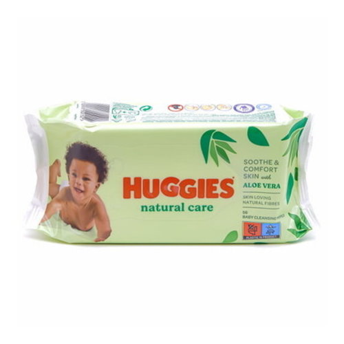 Huggies Huggies billendoekjes - Natural Care - 1 pak 56 vellen -met Aloe Vera Huggies Huggies billendoekjes - Natural Care - 1 pak 56 vellen -met Aloe Vera