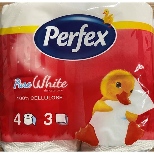 Perfex Perfex toiletpapier 4 rollen Pure White 3 lagen Wc Papier Perfex Perfex toiletpapier 4 rollen Pure White 3 lagen Wc Papier