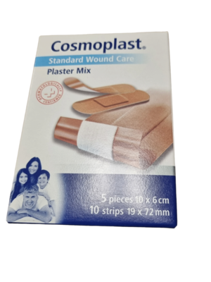 Cosmoplast Pleister en Strips om te knippen 15 st(5 pieces-10 x 6 cm/10 strips 19 x 72 mm)