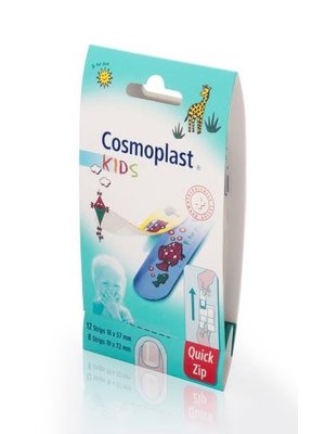 Cosmoplast Kinderpleisters 20 st(12 strips-16 x 57 mm/8 strips 19 x 72 mm)