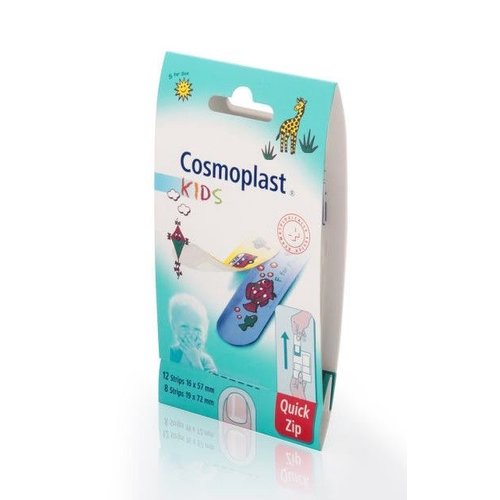 Cosmoplast Kinderpleisters 20 st(12 strips-16 x 57 mm/8 strips 19 x 72 mm)