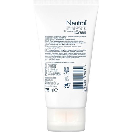 Neutral Neutrale Handcreme voor de Gevoelige Huid Sensitive Skin - 0% Kleurstoffen & Parfum - 75ml