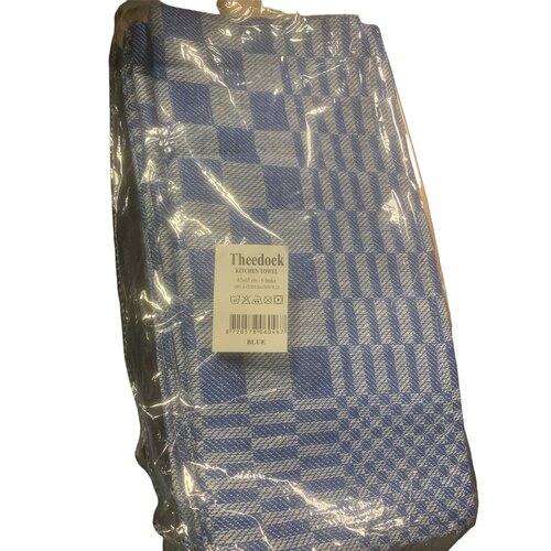 Eda Theedoek,Doekje, Keukendoek Blauw 100% Katoen, Boerenblok 65 x 65 cm 6 stuks