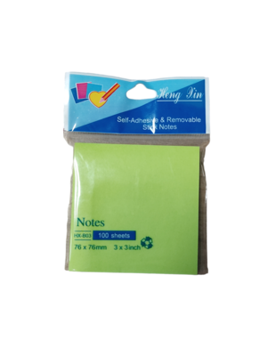 HengXin Super Sticky Notes Memoblok 100 vel - 76 x76mm - Groen