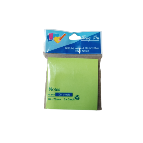 HengXin Super Sticky Notes Memoblok 100 vel - 76 x76mm - Groen