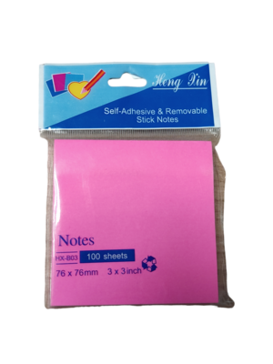 HengXin Super Sticky Notes Memoblok 100 vel - 76 x76mm - Roze