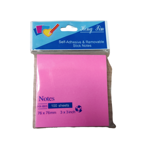 HengXin Super Sticky Notes Memoblok 100 vel - 76 x76mm - Roze