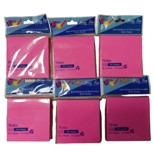 HengXin Super Sticky Notes Memoblok 6 stuks x 100 vel - 76 x76mm - Roze HengXin Super Sticky Notes Memoblok 6 stuks x 100 vel - 76 x76mm - Roze