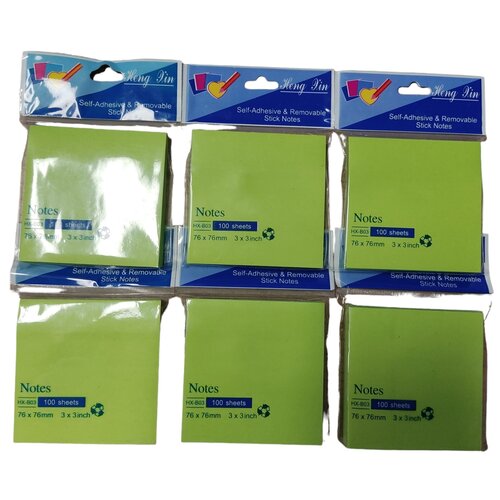 HengXin Super Sticky Notes Memoblok 6 stuks x 100 vel - 76 x76mm - Groen. HengXin Super Sticky Notes Memoblok 6 stuks x 100 vel - 76 x76mm - Groen.