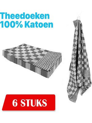 Kitchen Towel Theedoek,Doekje, Keukendoek Zwart 100% Katoen, Boerenblok 65 x 65 cm 6 stuks