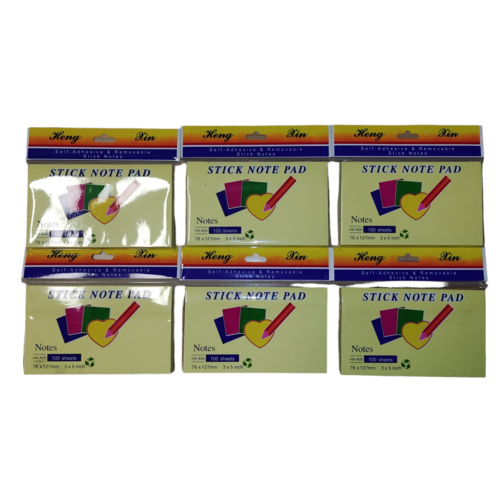 Super Sticky Zelfklevende Notes 76 x 127 mm -6 pakken x 100 Vellen - Geel