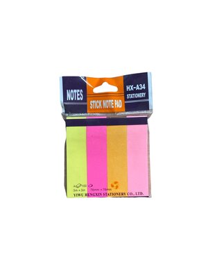 HengXin Super Sticky Notes Memoblok  6 x 100 vel - 76 x76mm - 4 Neon