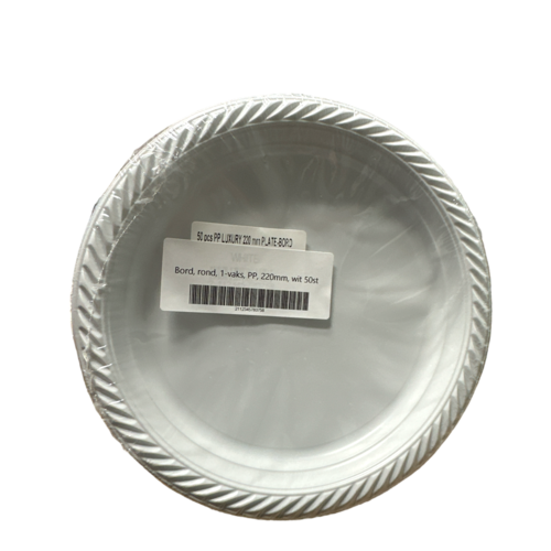 Onbekend Bord, rond, 1-vaks, PP, 220mm, wit 50st Onbekend Bord, rond, 1-vaks, PP, 220mm, wit 50st