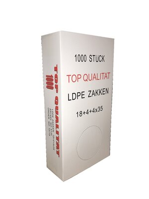 Top Qualitat Zak, Zijvouwzak,Polyzak, LDPE, 18+4+4 X 35cm, 18my, transparant rood