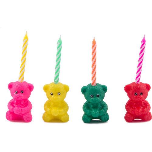 Folat Folat Taartkaarsjes - verjaardag kaarsjes - Happy birthday candles met beertjes 8 stuks