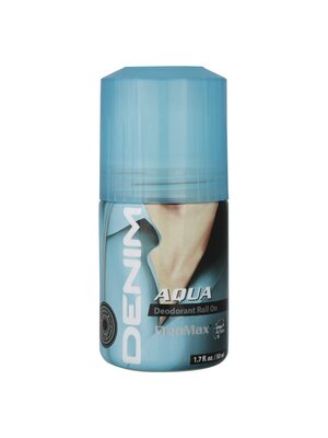 Denim Denim DeoMax Deodorant Roll On For Men - AQUA - 24-Hr Freshness - Great Smell - Feel Confident - Bad Odour protection - Long Lasting - Anti-Biofilm - All Skin Types - 50ML