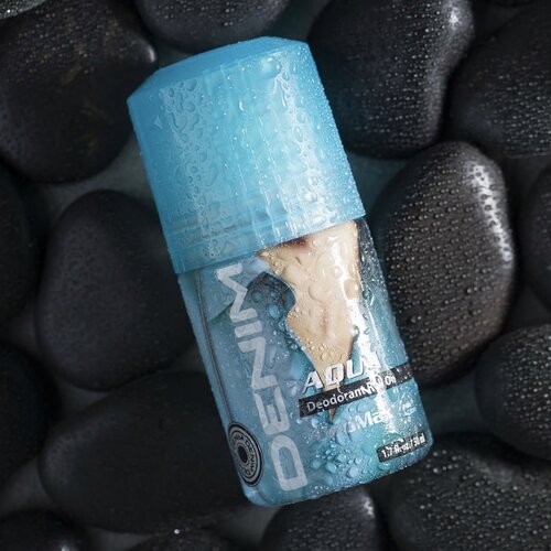 Denim Denim DeoMax Deodorant Roll On For Men - AQUA - 24-Hr Freshness - Great Smell - Feel Confident - Bad Odour protection - Long Lasting - Anti-Biofilm - All Skin Types - 50ML