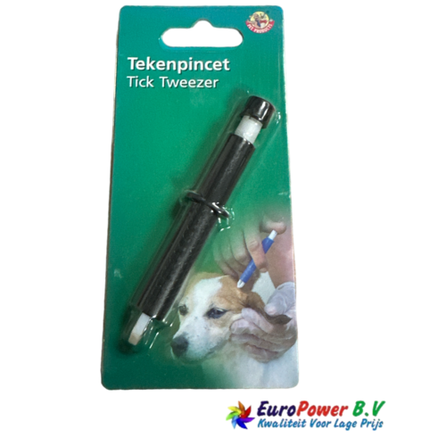 Pet Products Plastic tekenpincet inclusief drukclip blauw/zwart/ rood