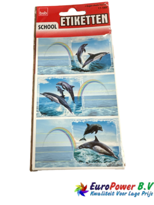 BSB 3 vellen schooletiketten dolfijnen
