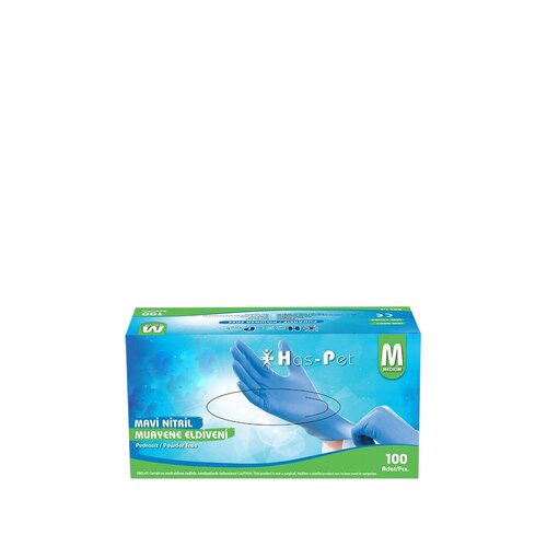 Has-pet Handschoenen Blauw Nitrile Medium 100 st/doos