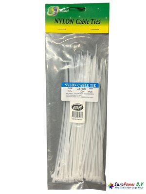 Eda Eda Nylon Cable Ties, Kabelbinders Wit 2,5x200 mm x 100 stuks